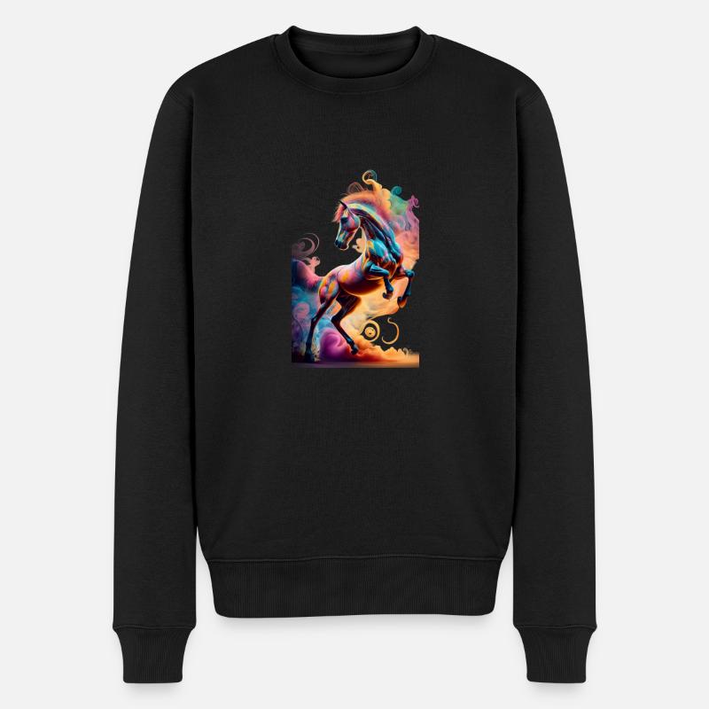 buntes Pferd - Männer Premium Bio Pullover - Schwarz