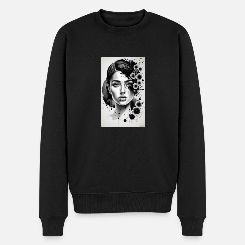 schwarz-weiße Frau - Männer Premium Bio Pullover - Schwarz