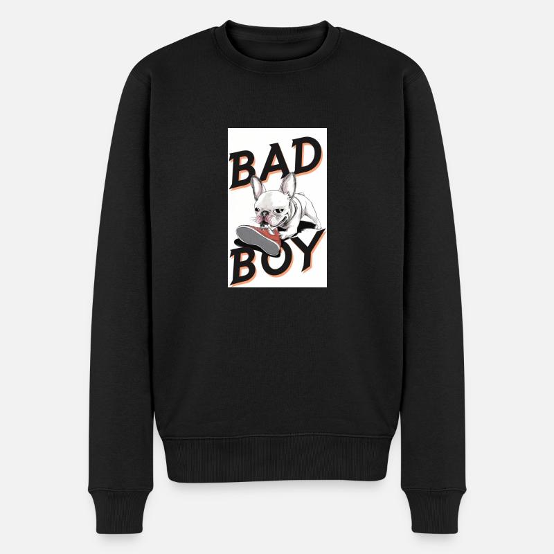 Bulldogge verschlingt einen Schuh - Männer Premium Bio Pullover - Schwarz