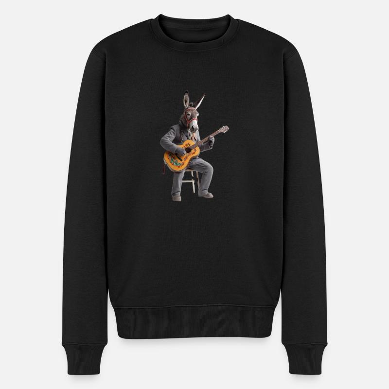 Graue Esel-Gitarre - Männer Premium Bio Pullover - Schwarz