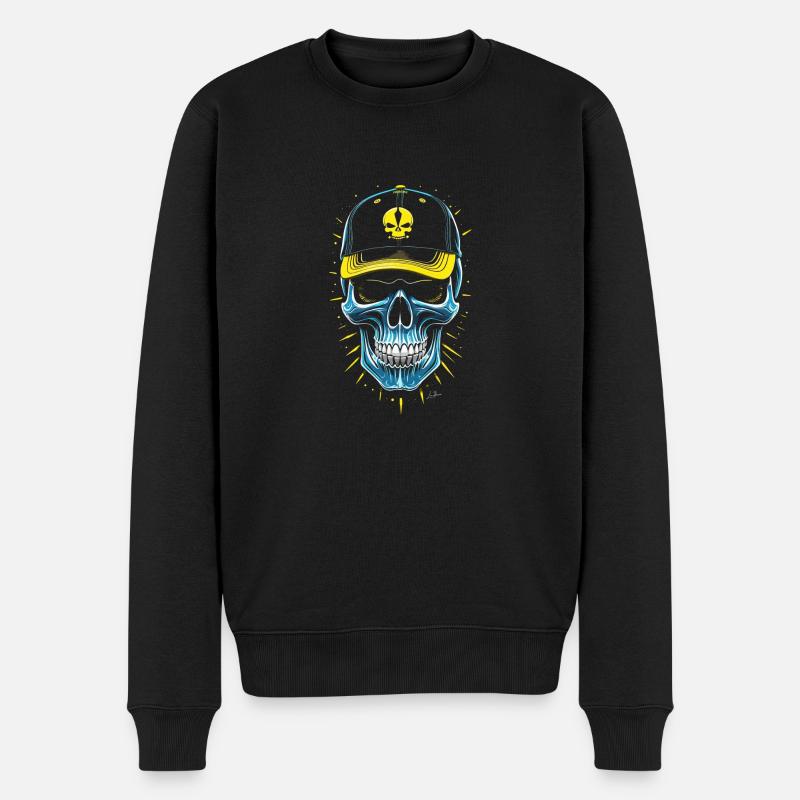 Crâne bleu hip hop casquette - Pull Premium bio Homme - noir