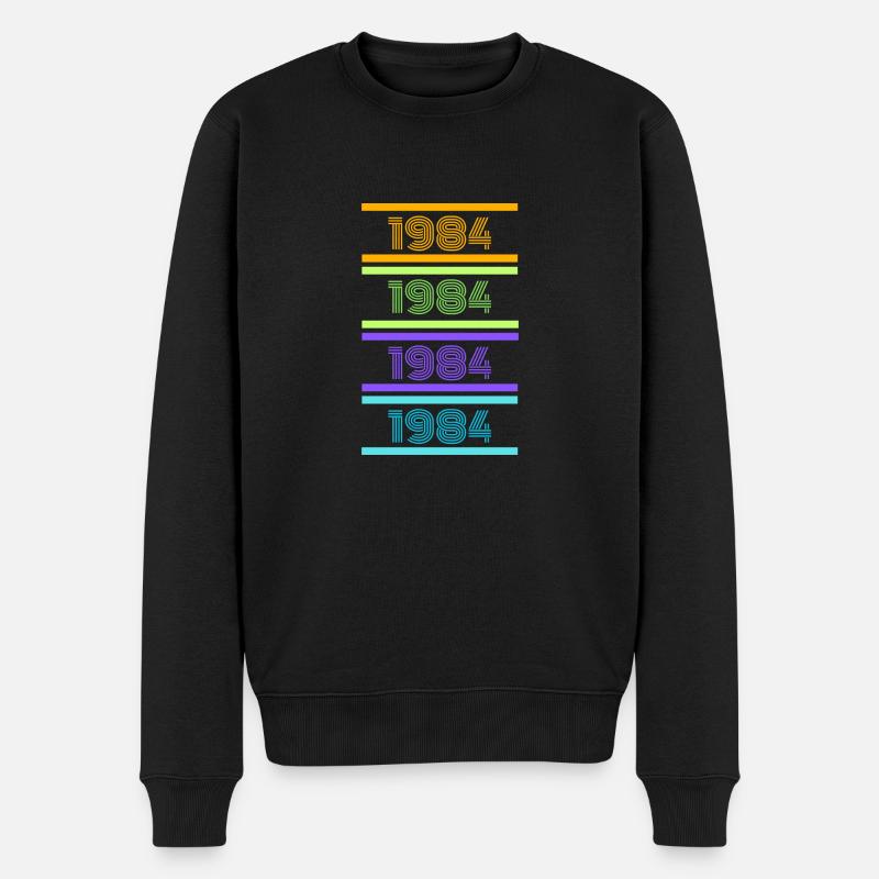 1984 Retro Streifen - Männer Premium Bio Pullover - Schwarz