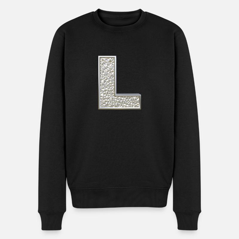 L, lettre, initiale, monogramme, - Pull Premium bio Homme - noir