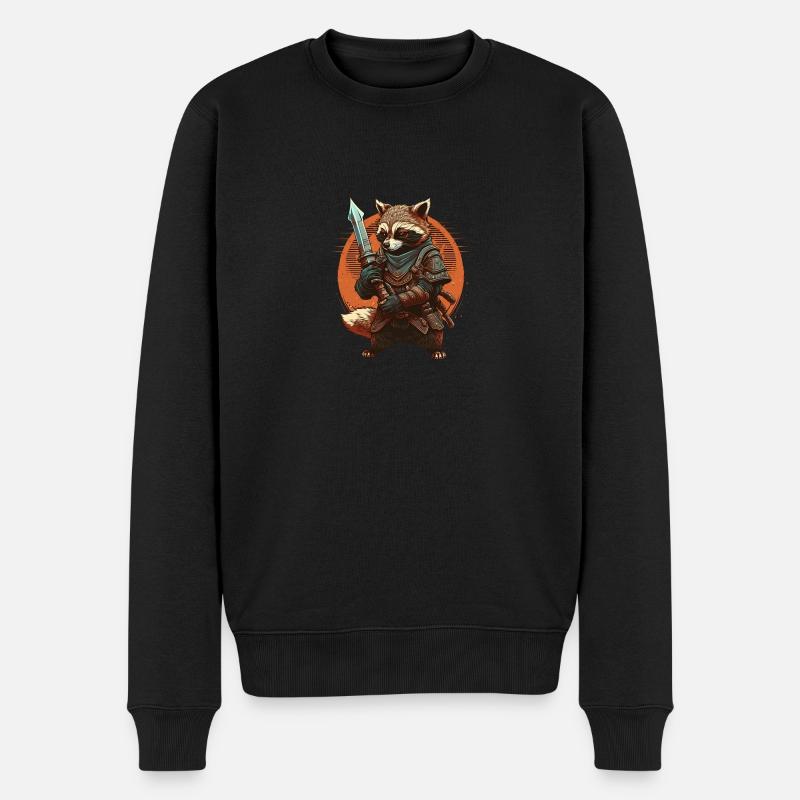 Samurai-Waschbär - Männer Premium Bio Pullover - Schwarz