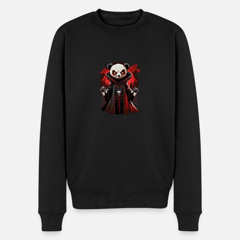Panda-Vampir - Männer Premium Bio Pullover - Schwarz