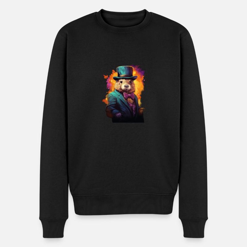 Bieber en costume - Pull Premium bio Homme - noir
