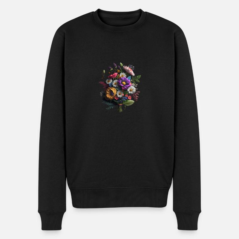 BOUQUET DE FLEURS - PRINTEMPS - Pull Premium bio Homme - noir