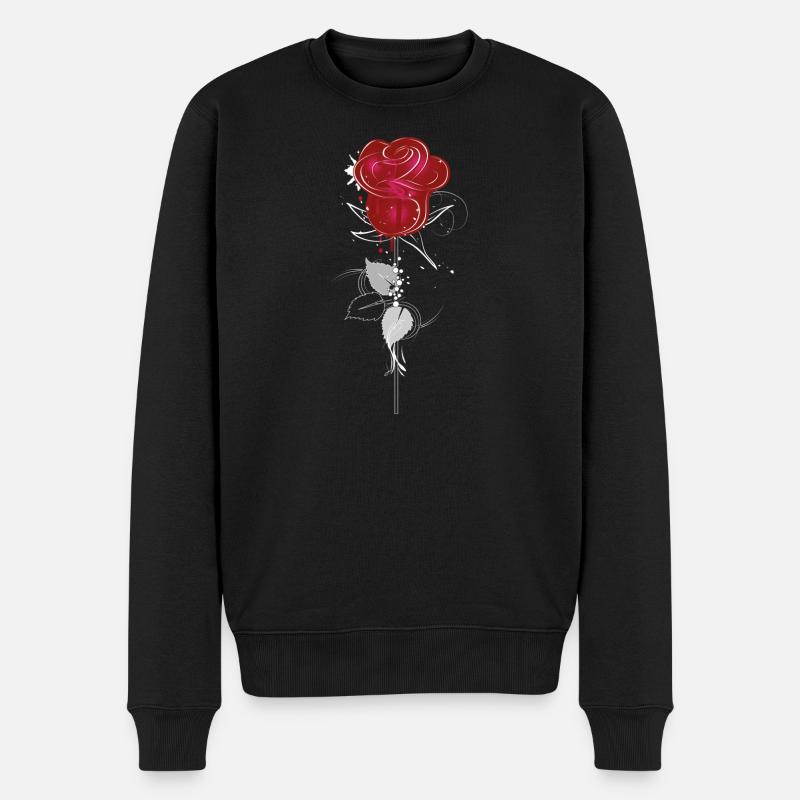 un dessin d'une rose rouge - Pull Premium bio Homme - noir