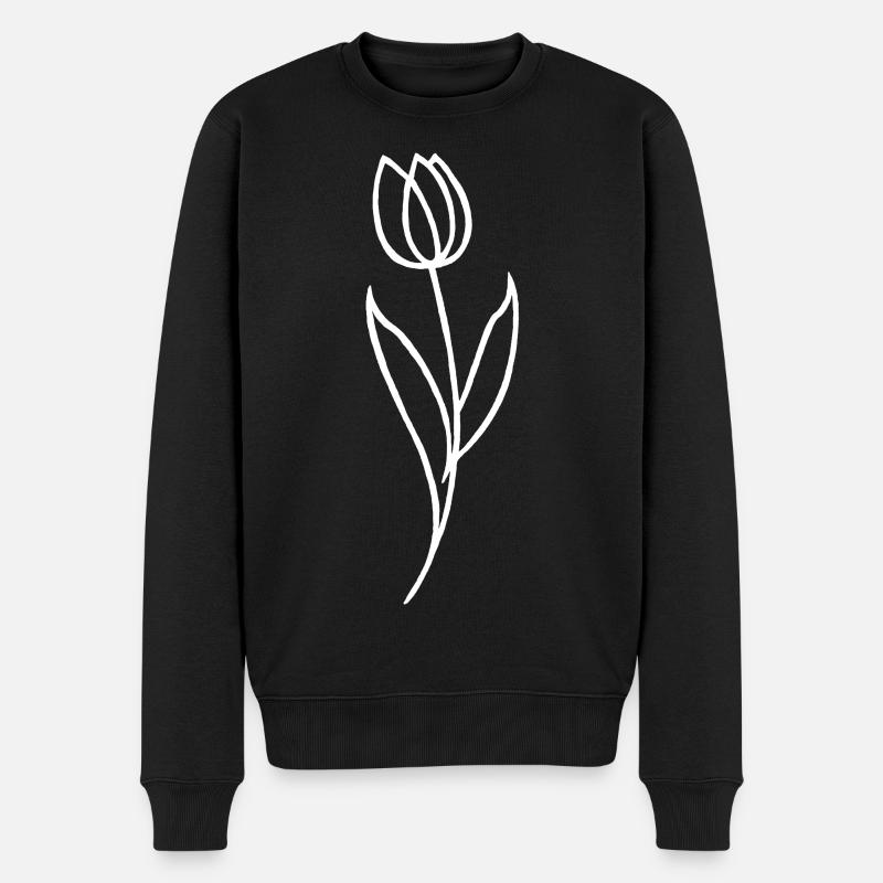 Esquisse d'une fleur blanche - Pull Premium bio Homme - noir