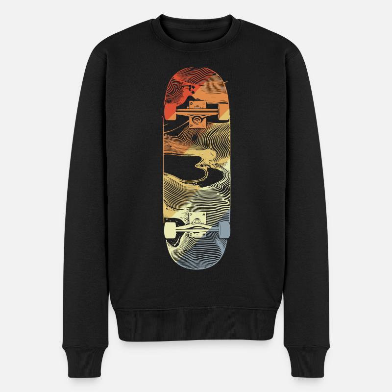 Dessin de skateboard rétro - Pull Premium bio Homme - noir