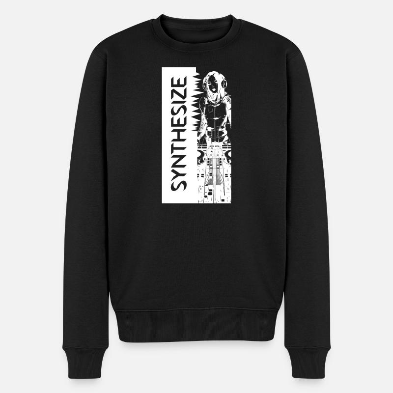 Synth White - Männer Premium Bio Pullover - Schwarz