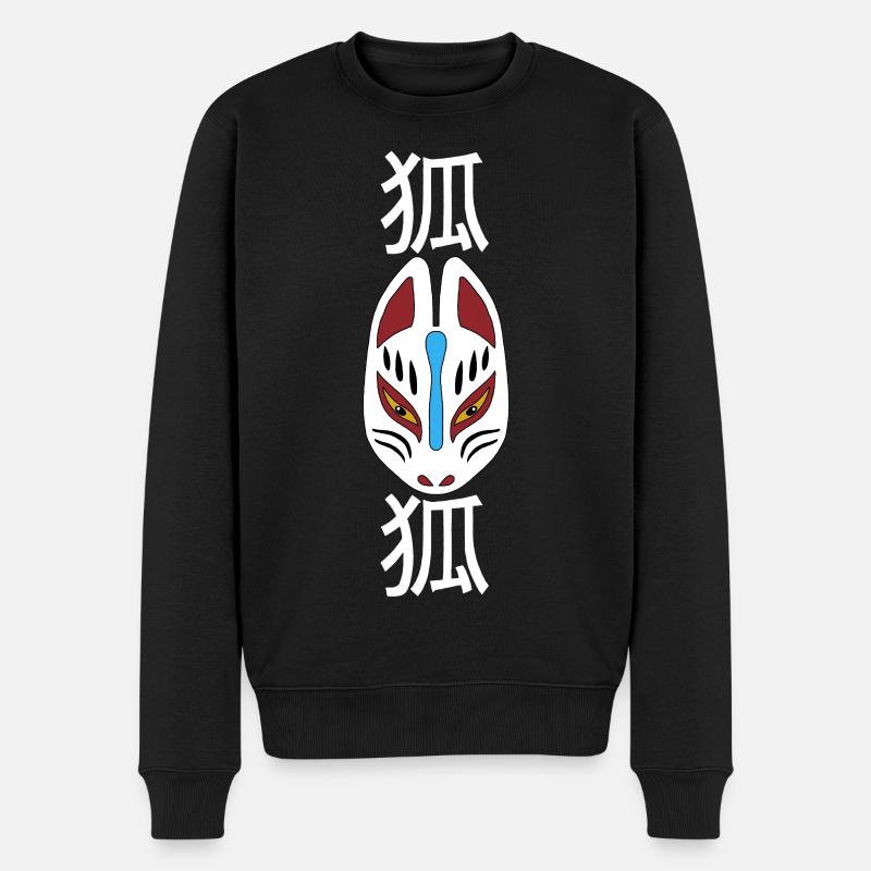 Seltsamer japanischer Fuchs (weiß) - Männer Premium Bio Pullover - Schwarz
