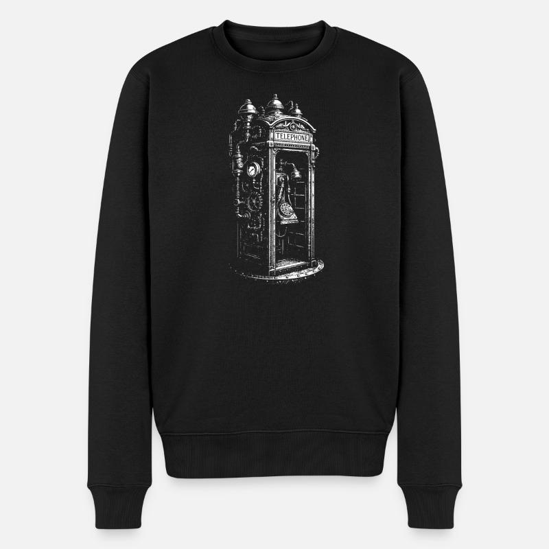 Cabine téléphonique steampunk victorienne - Pull Premium bio Homme - noir