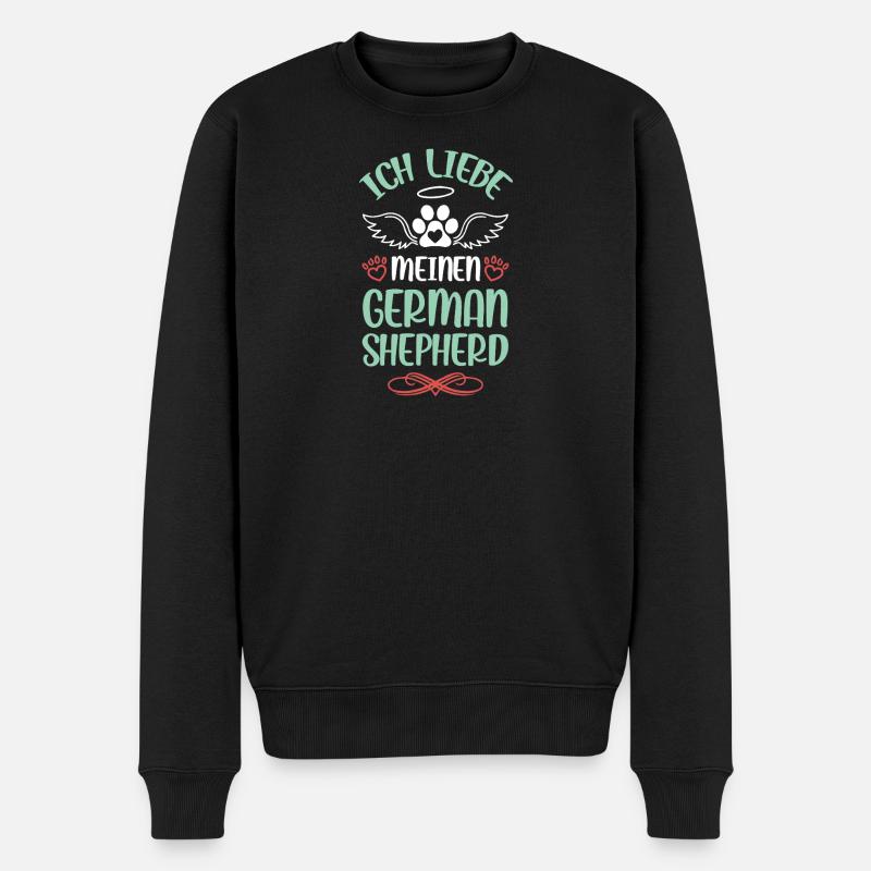 Ich liebe meinen German Shepherd - Männer Premium Bio Pullover - Schwarz