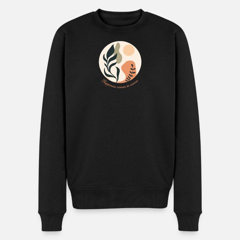 Happiness comes in waves  - Männer Premium Bio Pullover - Schwarz