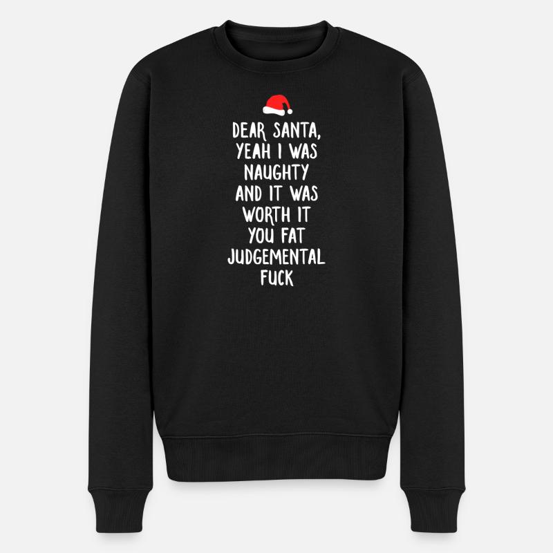 Frecher Weihnachtsmann-Bekenntnis-Tee Weihnachten - Männer Premium Bio Pullover - Schwarz