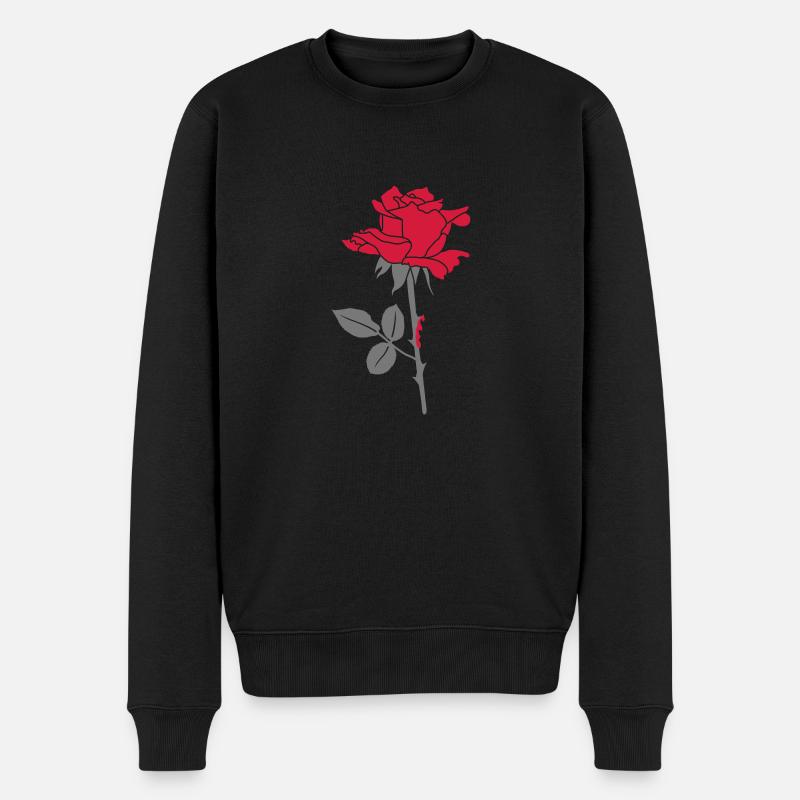 Rose - Männer Premium Bio Pullover - Schwarz