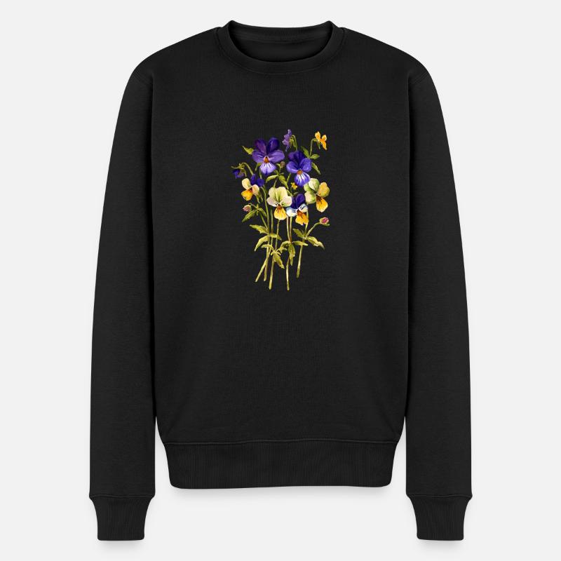 Neffe es Blumen - Männer Premium Bio Pullover - Schwarz