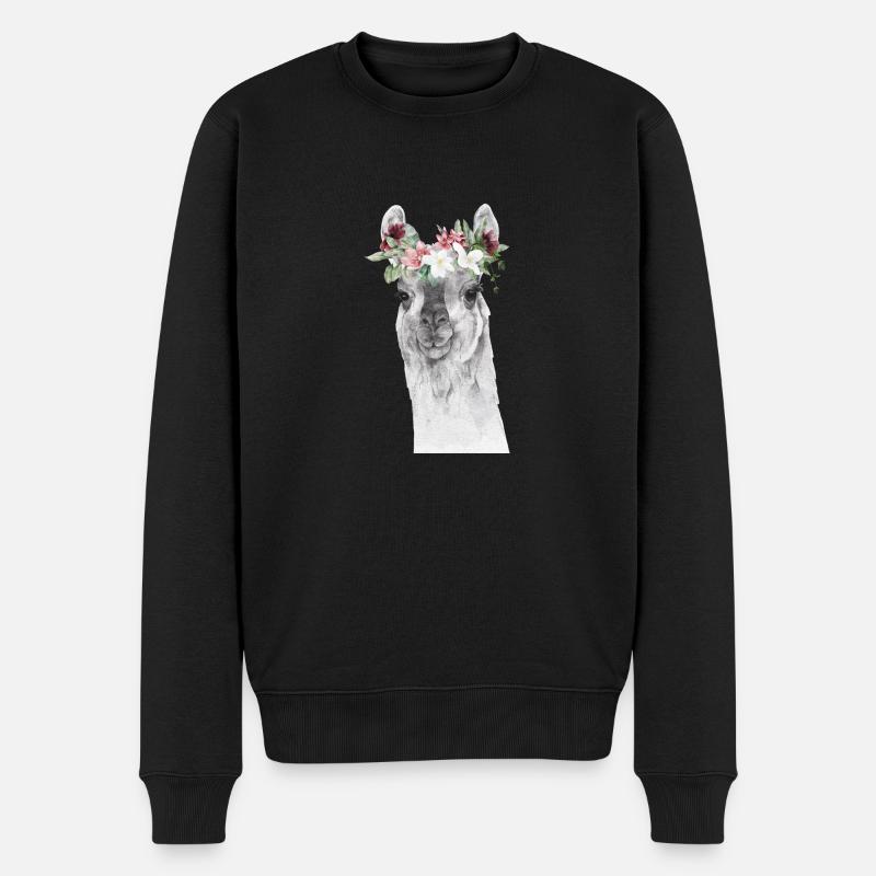 Llama - Männer Premium Bio Pullover - Schwarz