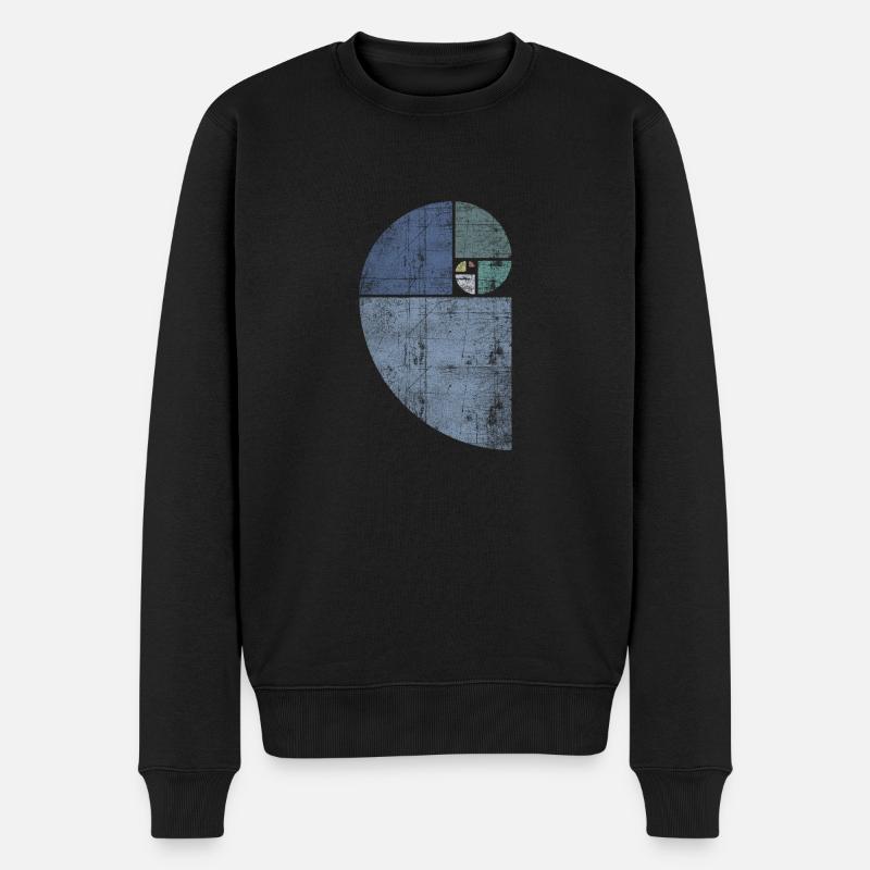 Distressed Fibonacci Spirale - Männer Premium Bio Pullover - Schwarz