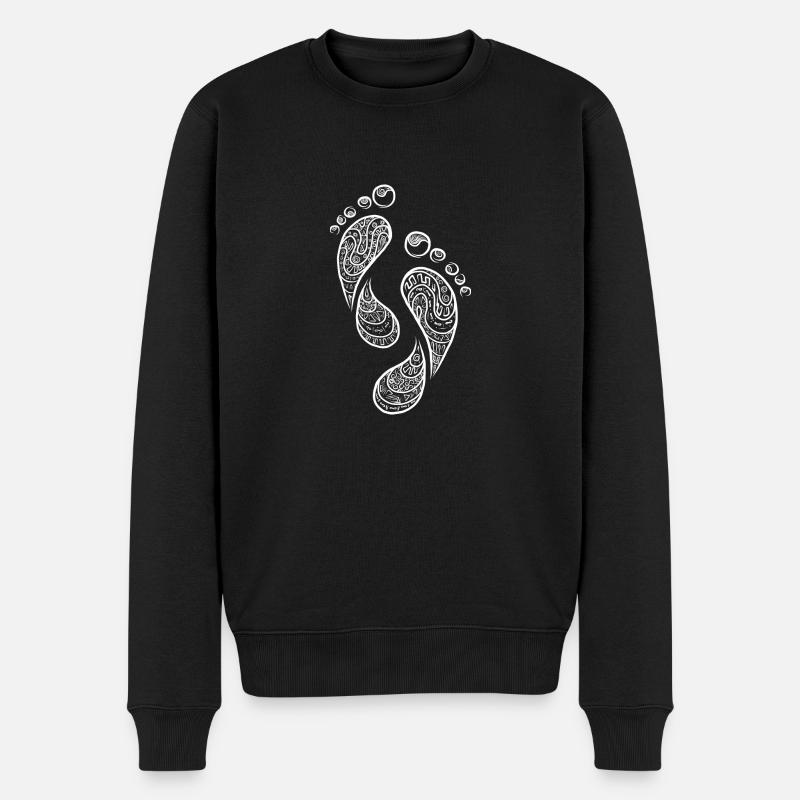 Fußabdruck Mandala/YingYang - Männer Premium Bio Pullover - Schwarz