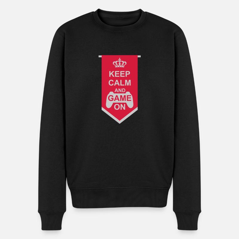 Banner Keep Calm Game - Männer Premium Bio Pullover - Schwarz