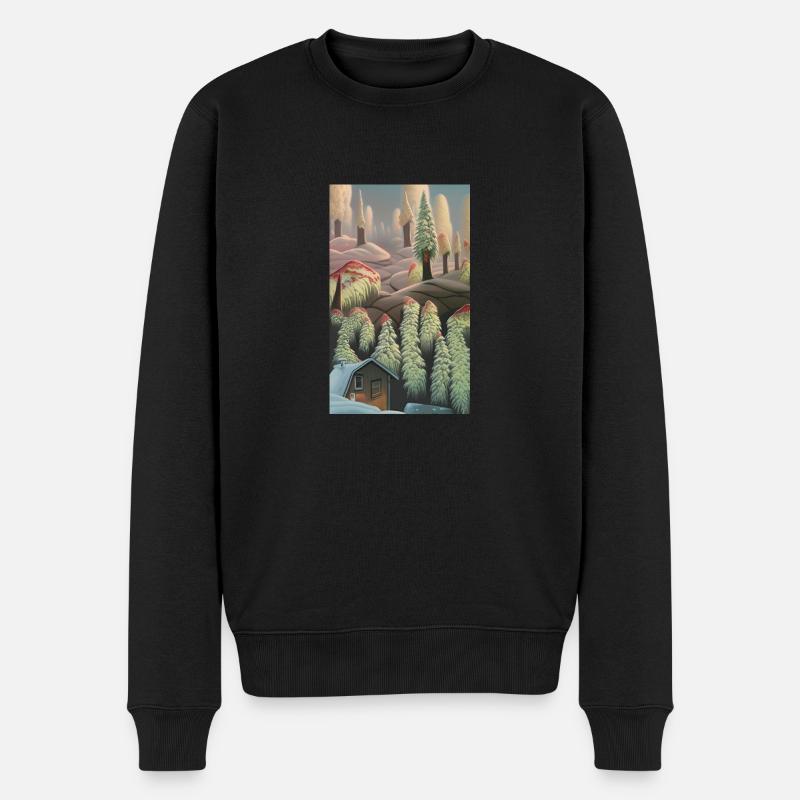 Fantasie-Winterlandschaft Schnee - Männer Premium Bio Pullover - Schwarz