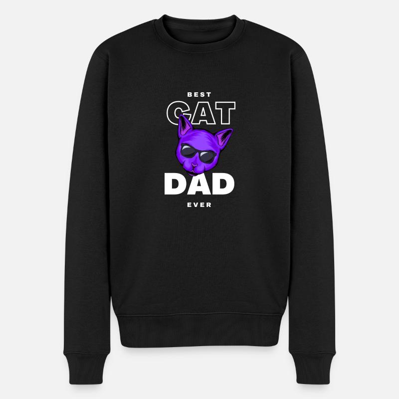 Papa Katze - Männer Premium Bio Pullover - Schwarz