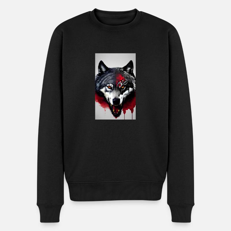 Blutrünstiger Wolf - Männer Premium Bio Pullover - Schwarz