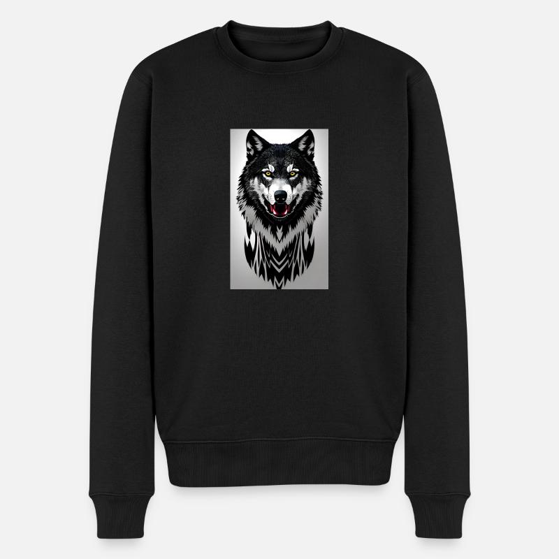 Wolf - Männer Premium Bio Pullover - Schwarz