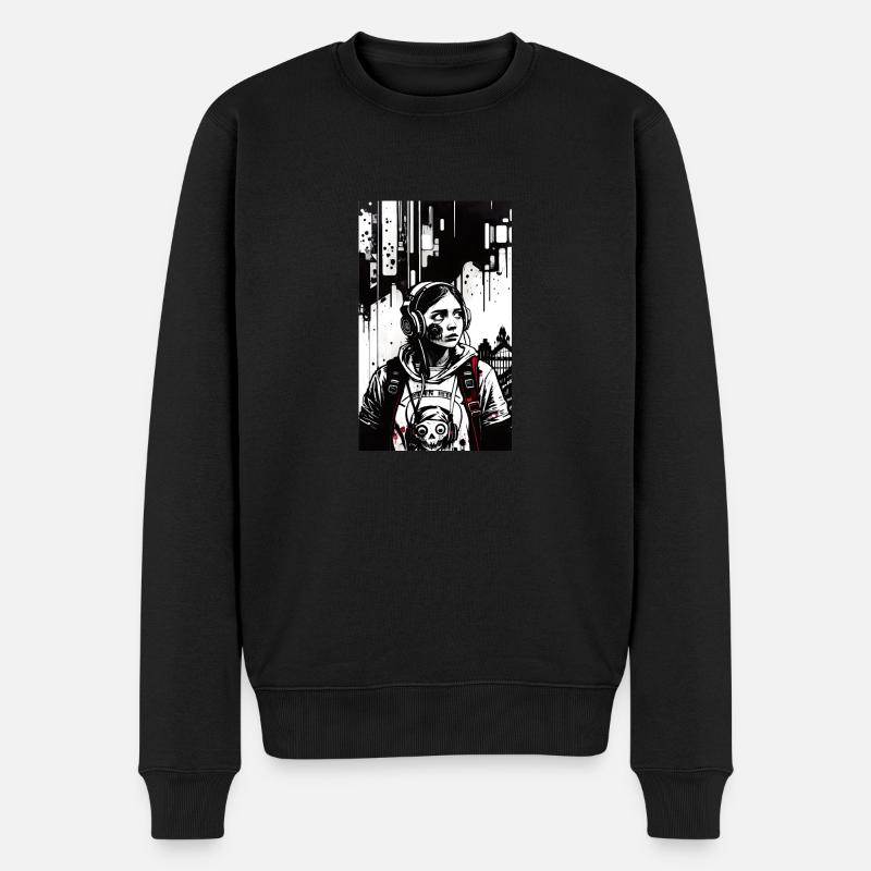 ARTWORK Headphones Girl Leo - Männer Premium Bio Pullover - Schwarz