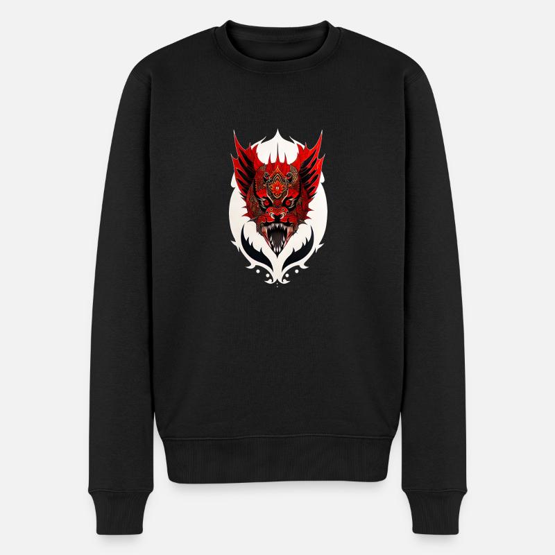 Drachenkopf - Männer Premium Bio Pullover - Schwarz