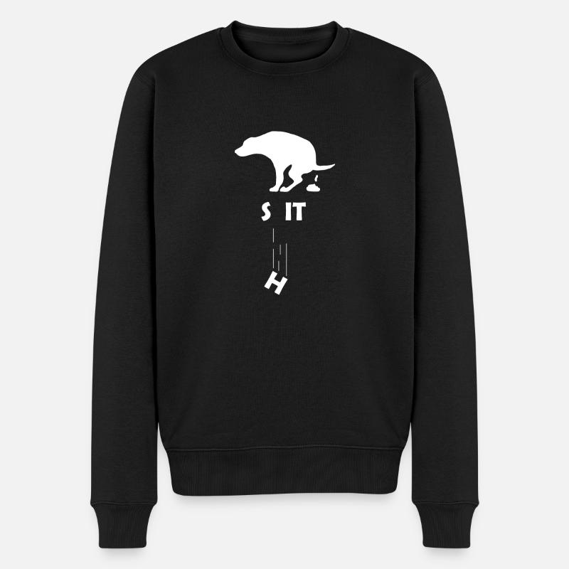 sit Hundemotiv - Männer Premium Bio Pullover - Schwarz
