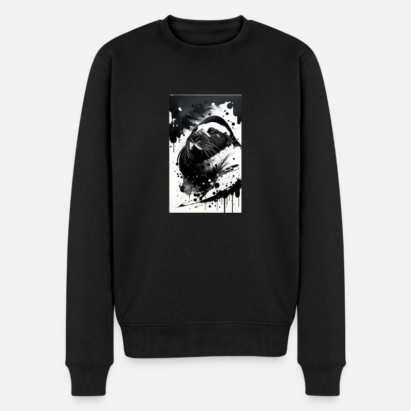 Walross-Wunderland - Männer Premium Bio Pullover - Schwarz