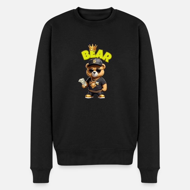 Ours en peluche avec de l’argent - Pull Premium bio Homme - noir