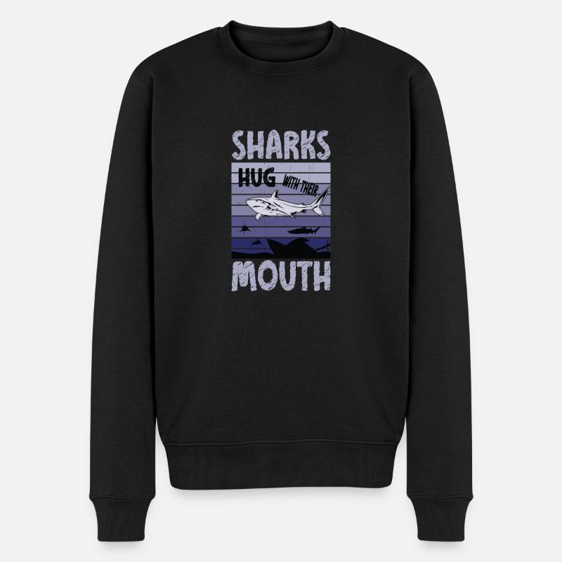 Weißer Hai - Männer Premium Bio Pullover - Schwarz