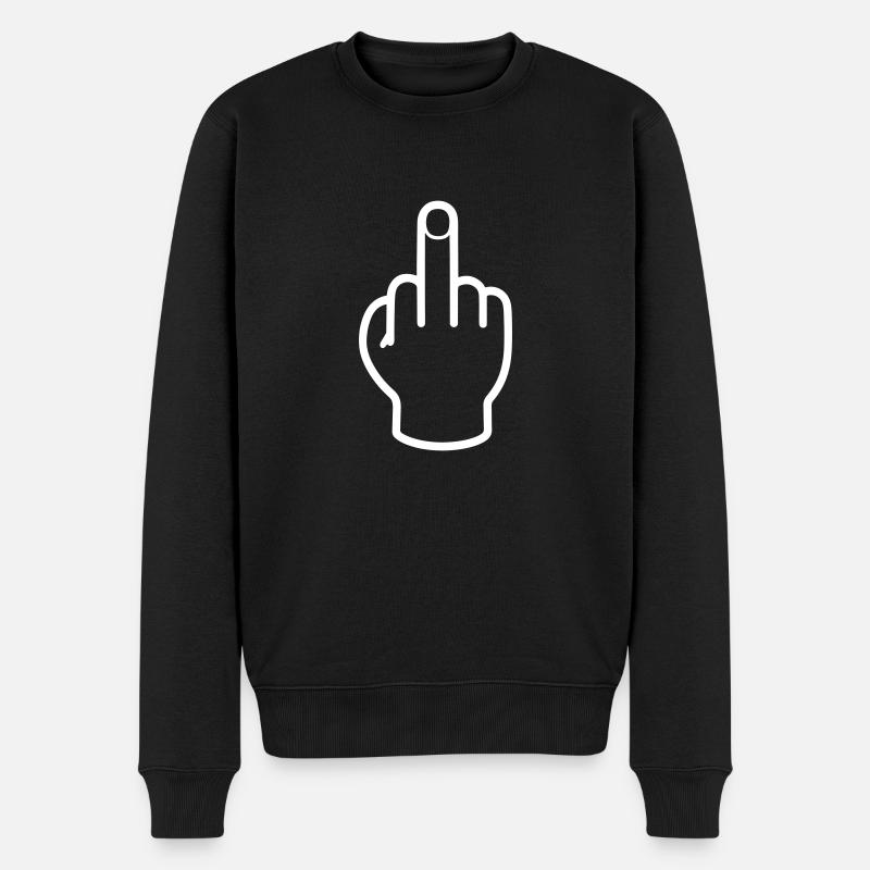 Hand Mittelfinger - Männer Premium Bio Pullover - Schwarz