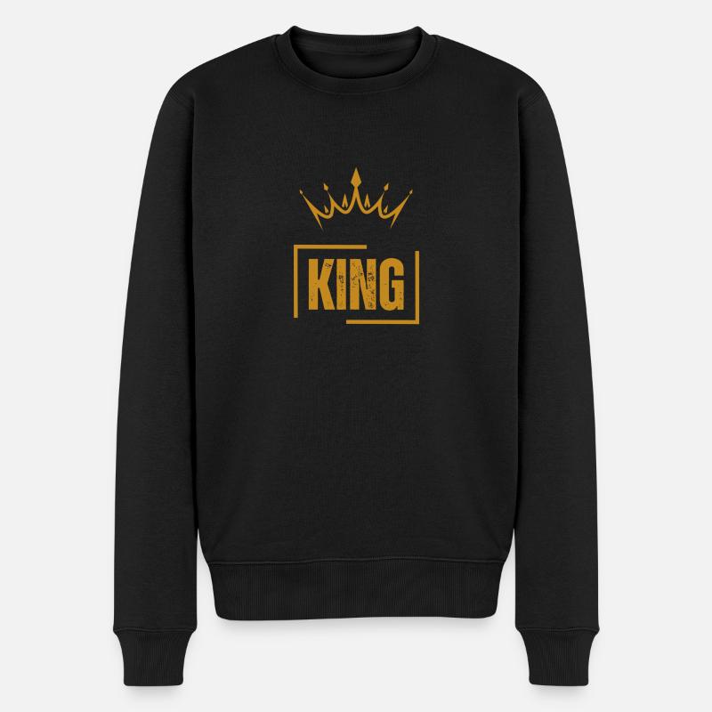 King Design - Männer Premium Bio Pullover - Schwarz