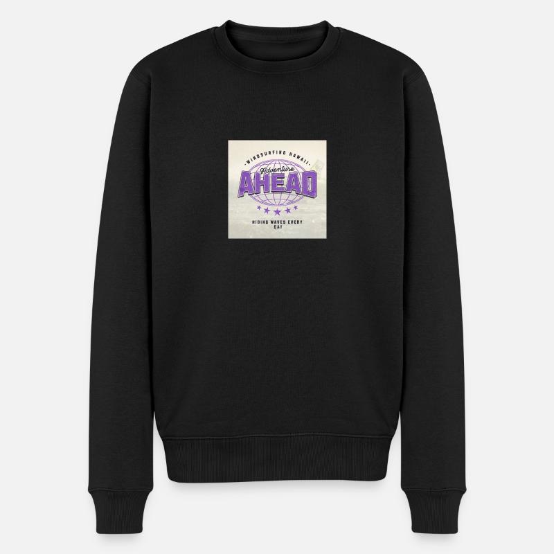Surfer Ahead - Männer Premium Bio Pullover - Schwarz