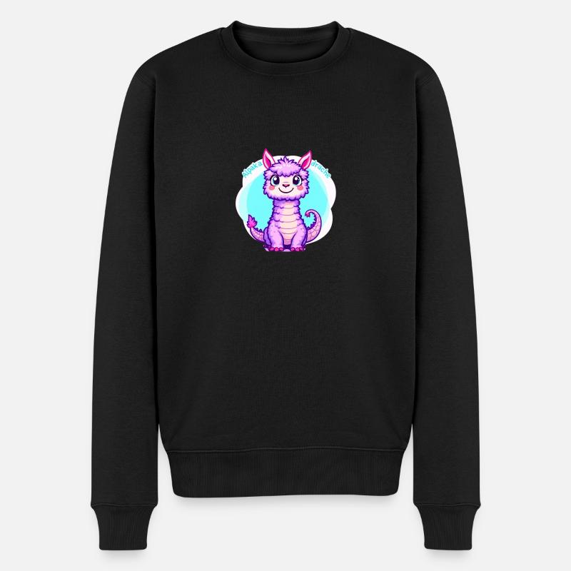 Alpakadrache - Männer Premium Bio Pullover - Schwarz