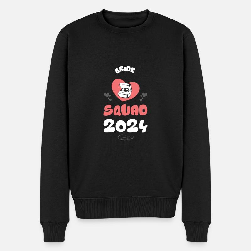 Bride Squad 2024 Team Herz - Männer Premium Bio Pullover - Schwarz