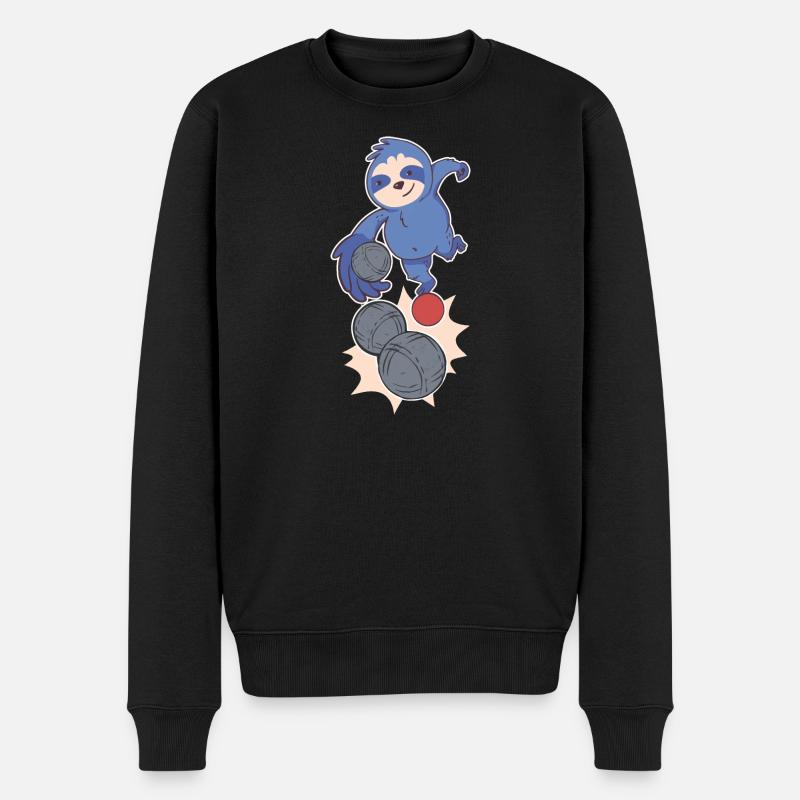 Faultier Boulespieler wirft Boulekugeln Petanque - Männer Premium Bio Pullover - Schwarz