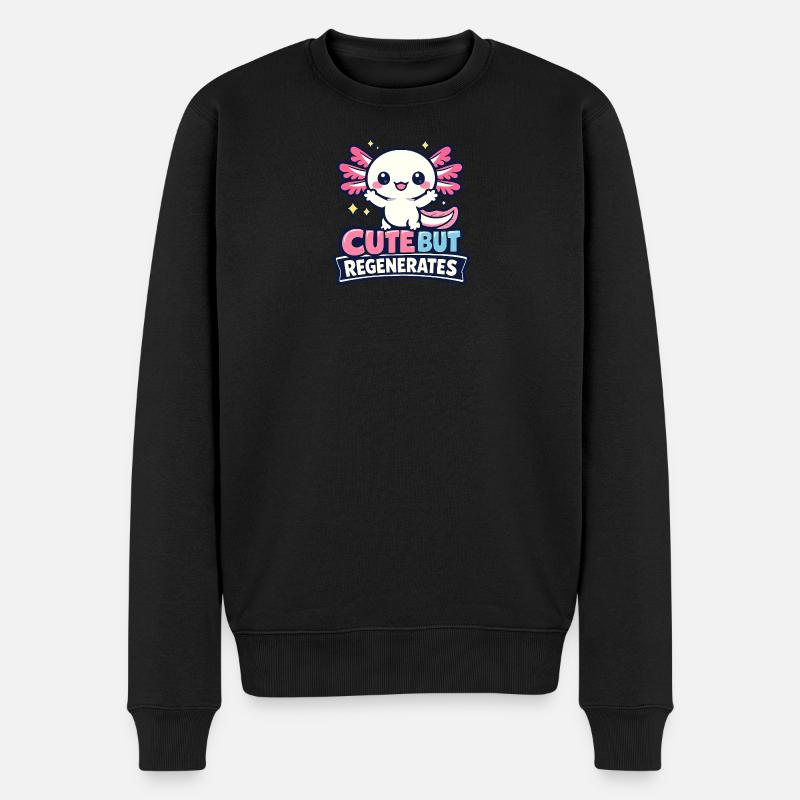 Cute But Regenerates - Axolotl - Männer Premium Bio Pullover - Schwarz