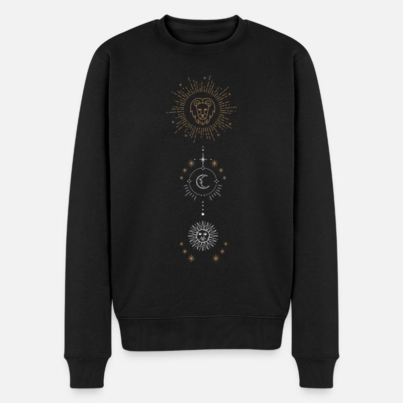 Sternzeichen Löwe mit Sonne und Mond Astronomie - Männer Premium Bio Pullover - Schwarz