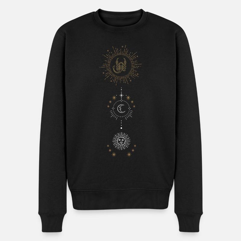 Sternzeichen Skorpion mit Sonne und Mond - Männer Premium Bio Pullover - Schwarz