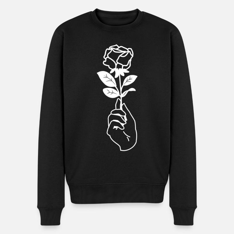 Eine schöne Rose Blume in der Hand die Rosen - Männer Premium Bio Pullover - Schwarz