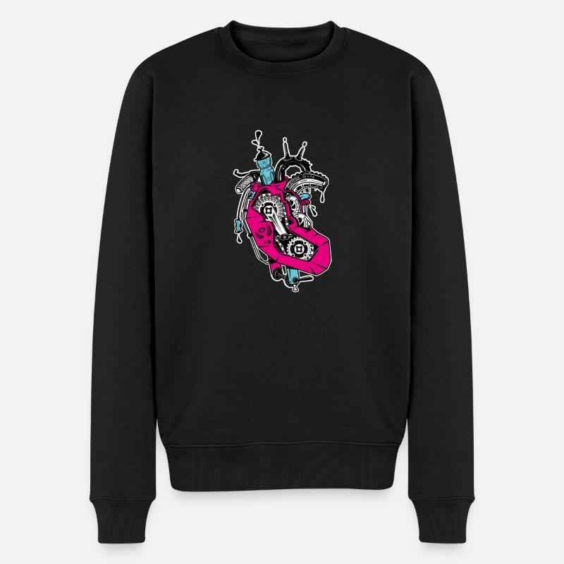 Rad-Herz - Männer Premium Bio Pullover - Schwarz