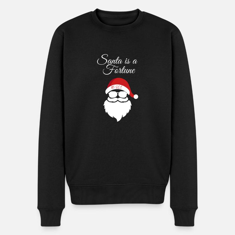 Fortuna T-Shirt, Santa ist a Fortune! - Männer Premium Bio Pullover - Schwarz