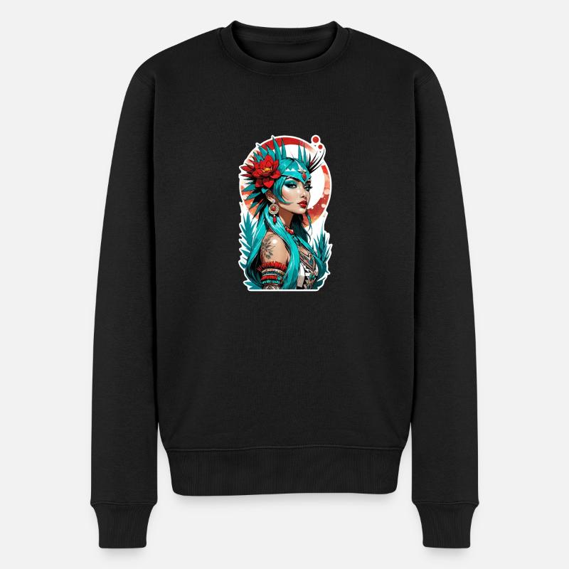 Indische Prinzessin - Aztek - Männer Premium Bio Pullover - Schwarz