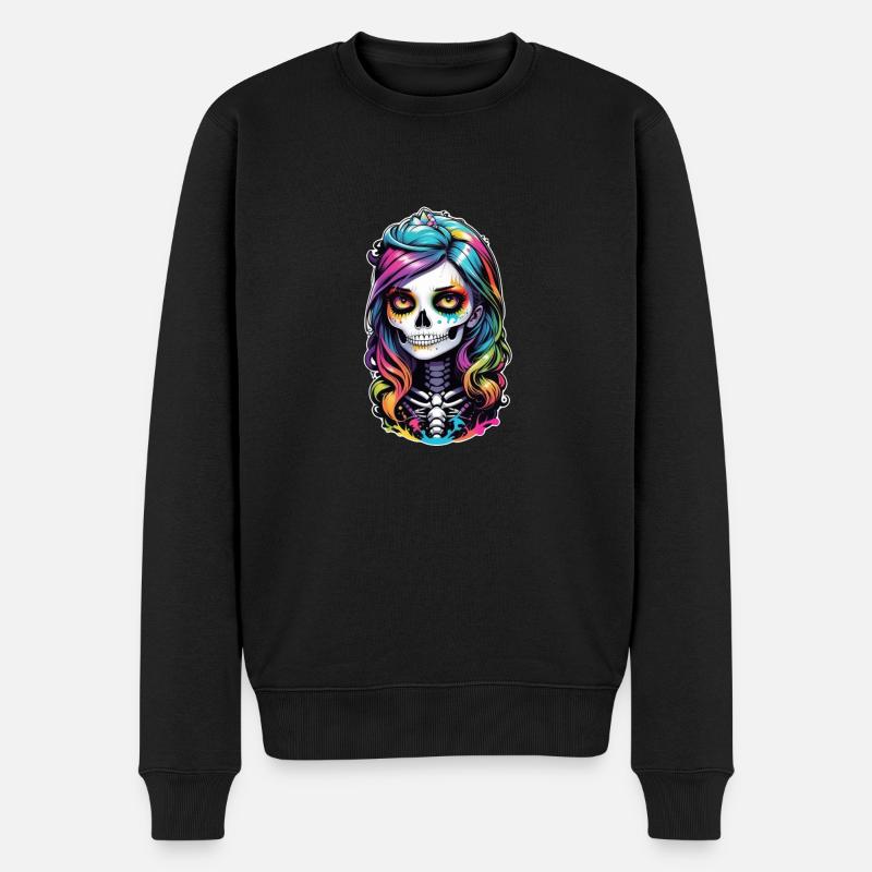 Halloween - Rock & Regenbogen - Männer Premium Bio Pullover - Schwarz
